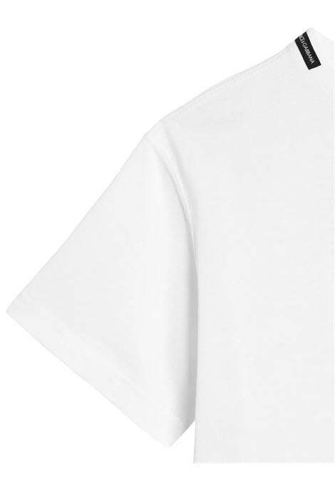 White T-Shirt with DG Maiolica Print DOLCE & GABBANA KIDS | L4JTHV-G7NVCS9000